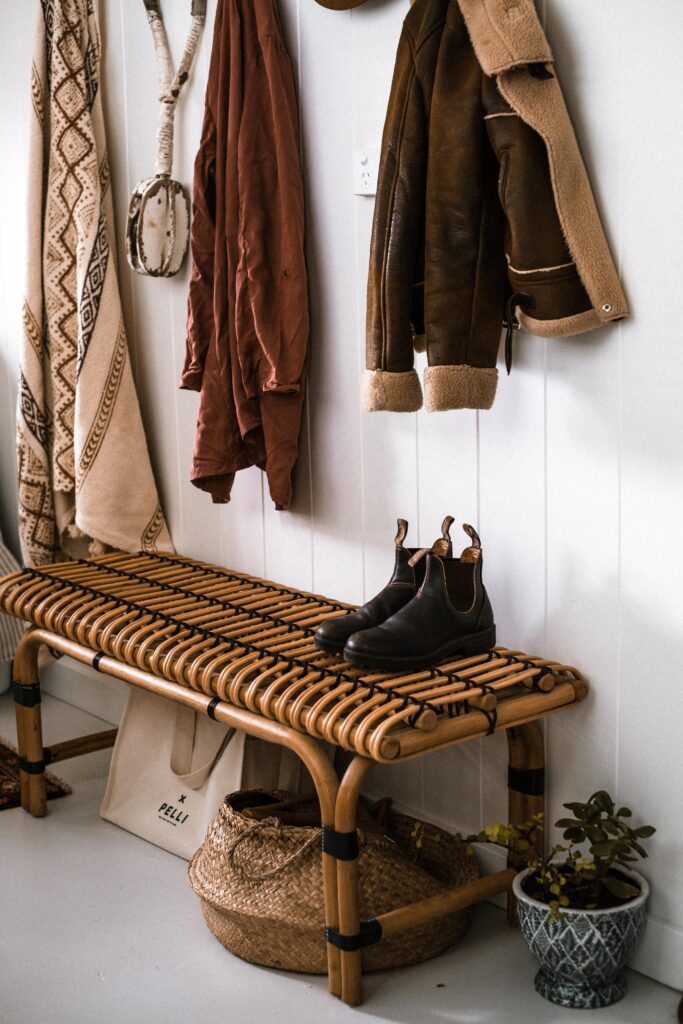 Organized entryway with shoes put away
